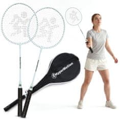HyperMotion Badmintonski komplet u boji kadulje s torbom za nošenje - dva čelična reketa 66 x 20 cm, rekreativna igra na otvorenom, dob 10+ godina