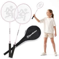 HyperMotion Set reketa za badminton 66 x 20 cm s prijenosnom torbom - rekreativna vanjska igra, dob 10+ godina, ružičasta boja, lagana sportska oprema