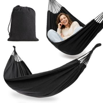 HyperMotion viseća mreža za vrt boho siva 200x150 cm s navlakom, lagana, pamučno-poliesterska, za terasu i putovanja