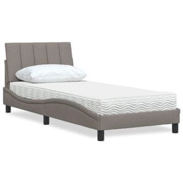 Vidaxl Krevet s madracem, taupe, 90x190 cm, presvučen tkaninom