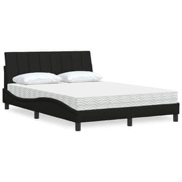 Vidaxl Krevet s madracem, crni, 140x190 cm, presvučen tkaninom