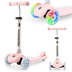HyperMotion Balansni romobil s tri LED kotača za djecu 3-8 godina - podesiva visina 55-70 cm, nosivost 50 kg, ružičasta boja, balansno upravljanje
