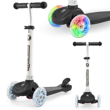 HyperMotion Balansni romobil s tri LED kotača za djecu od 3 do 8 godina - nosivost 50 kg, podesivi stup 55-70 cm, protuklizna podloga, crna boja