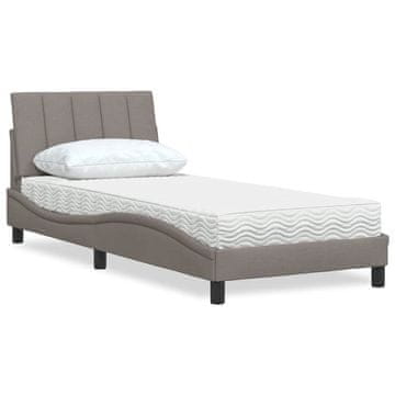 Vidaxl Krevet s madracem, taupe, 90x200 cm, presvlaka od tkanine
