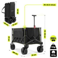 HyperMotion Sklopiva transportna kolica za plažu nosivosti 80 kg - volumen 200 l, kotači promjera 7 inča, podesiva ručka, torba za nošenje