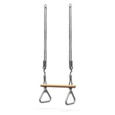 HyperMotion Gimnastički trapez za djecu s drvenom prečkom i obručima - podesiva užad 94 – 160 cm, nosivost 50 kg, vanjska igra i vježbe
