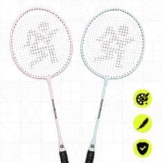 HyperMotion Badmintonski komplet u boji kadulje s torbom za nošenje - dva čelična reketa 66 x 20 cm, rekreativna igra na otvorenom, dob 10+ godina