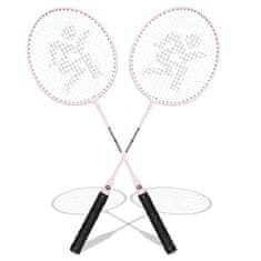HyperMotion Badmintonski set s dva ružičasta čelična reketa i lopticom - rekreativna igra za dob 10+ godina, za park, plažu i igralište