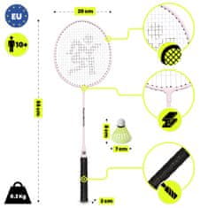 HyperMotion Badmintonski set s dva ružičasta čelična reketa i lopticom - rekreativna igra za dob 10+ godina, za park, plažu i igralište