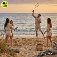 HyperMotion Badmintonski set s dva ružičasta čelična reketa i lopticom - rekreativna igra za dob 10+ godina, za park, plažu i igralište