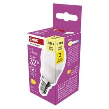 EMOS LED žarulja ZQ1011 CLS miniglobe 2.5 W (32W) 350lm warm white