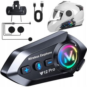 Verkgroup Baterijski LED RGB Y12 pro bluetooth motociklistički radio interfon