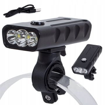 Verkgroup Alu. LED CREE XM-L T6x3 svjetlo za bicikl IPX5 crno USB 7500K