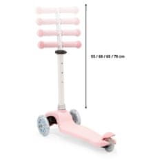 HyperMotion Balansni romobil s tri LED kotača za djecu 3-8 godina - podesiva visina 55-70 cm, nosivost 50 kg, ružičasta boja, balansno upravljanje