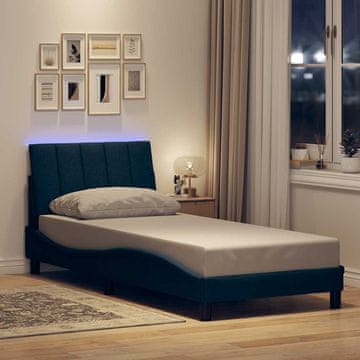 Vidaxl Okvir kreveta bez madraca plavi 90x200 cm tkanina