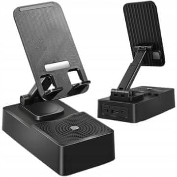 Verkgroup Punjivi držač za telefon s Bluetooth zvučnikom 360 USB crni