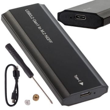 Verkgroup Adapter za tvrdi disk M.2 SATA NGFF USB 3.1 USB Type-C crni