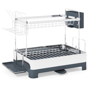 Northix Metalni stalak za posuđe 2 razine nehrđajući čelik 57cm