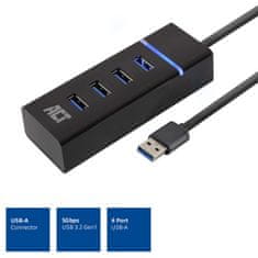 ACT AC6300 USB Hub 3.2 s 4 USB-A porta, 0,5 m, crni