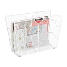 Northix Bijeli metalni stalak za novine i časopise s mrežastim dizajnom