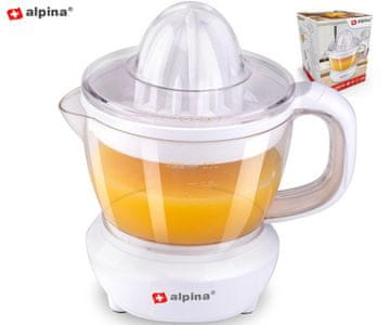 Alpina električno cijedilo citrusa, 25 W, 700 ml, 2 nastavka, bijelo