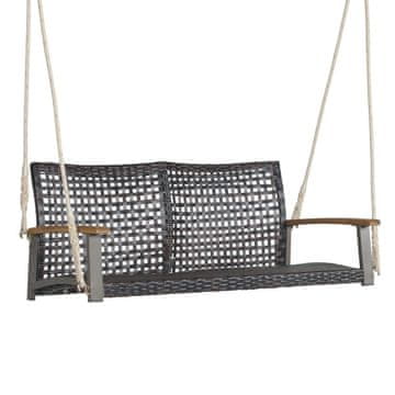Northix Viseća klupa od PE ratana 131x68x54 cm s detaljima od akacije do 360 kg