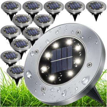 Malatec Set od 12 vanjskih solarnih podnih lampi od nehrđajućeg čelika 6000K