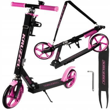 Kruzzel Aluminijski sklopivi dječji romobil do 100 kg gumeni kotači 200 mm ABEC-7 roza Spido