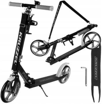 Kruzzel Aluminijski sklopivi dječji romobil do 100 kg gumeni kotači 200 mm ABEC-7 sivi Spido