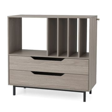 Northix Stalak za gramofon 91x36x87 cm s 4 utora za vinil i 2 ladice