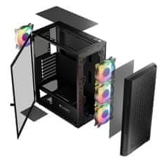 Modecom Aramis ARGB Midi ATX kućište 2xUSB2.0, 1xUSB3.0 Ventilator: 4x12cm, kaljeno staklo, RGB, Gaming