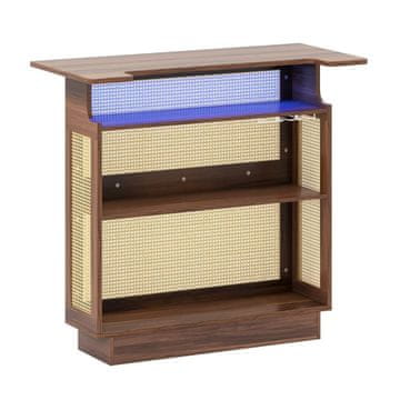 Northix LED kućni bar od ratana s RGB rasvjetom i držačima za čaše