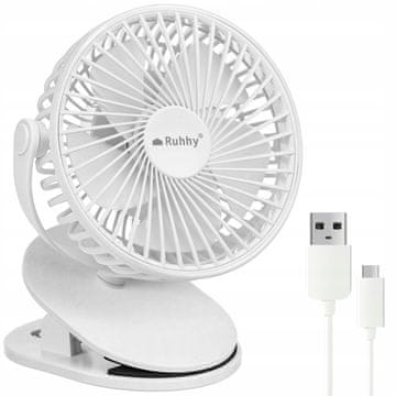 Ruhhy Bežični ventilator od 1200 mAh s USB kopčom, bijeli