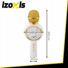 Izoksis USB baterija 800mAh bluetooth 5.1 SD karaoke mikrofon sa zvučnikom RGB LED zečja bijela