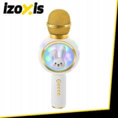Izoksis USB baterija 800mAh bluetooth 5.1 SD karaoke mikrofon sa zvučnikom RGB LED zečja bijela
