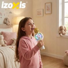 Izoksis USB baterija 800mAh bluetooth 5.1 SD karaoke mikrofon sa zvučnikom RGB LED zečja bijela