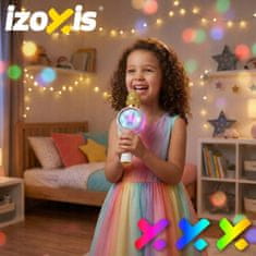 Izoksis USB baterija 800mAh bluetooth 5.1 SD karaoke mikrofon sa zvučnikom RGB LED zečja bijela
