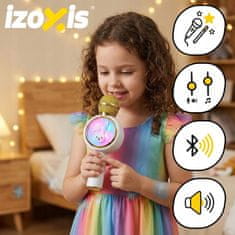 Izoksis USB baterija 800mAh bluetooth 5.1 SD karaoke mikrofon sa zvučnikom RGB LED zečja bijela