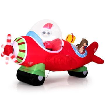 Northix Napuhani Djed Mraz u avionu 220 cm s LED svjetlima