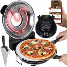 Ruhhy Električna pizza peć na 420 °C s kamenom za pečenje i dodacima