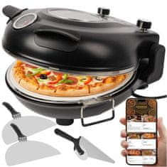 Ruhhy Električna pizza peć na 420 °C s kamenom za pečenje i dodacima