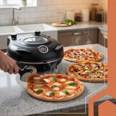 Ruhhy Električna pizza peć na 420 °C s kamenom za pečenje i dodacima