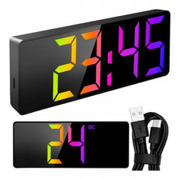 Izoksis Moderni budilnik LED RGB USB i prikaz temperature 16 cm
