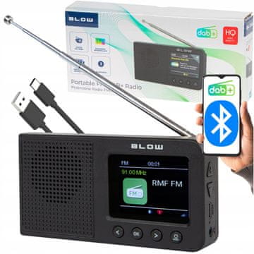 Blow Prijenosni LCD kuhinjski radio s baterijom od 2000 mAh FM DAB+ RK3 bluetooth crni