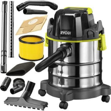 RYOBI R18WDV-0 18V ONE+ bežični usisavač za mokro i suho usisavanje, usisna snaga 82 AW (bez baterije i punjača)