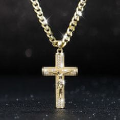 VIVVA® Vjerska ogrlica s križem, zlatni premaz, otporna na tamnjenje, elegantan duhovni nakit za svaki dan | SALVATORA