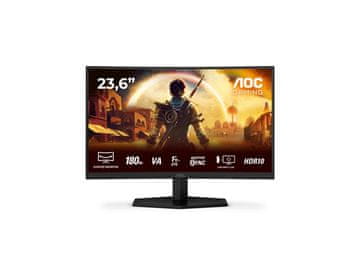 AOC C24G42E monitor, zakrivljeni, FHD, VA, 1500R, 180Hz
