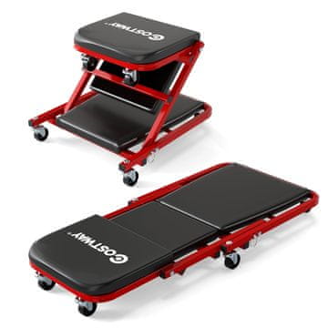 Northix 2u1 radioničko sjedalo puzajuće 6 kotača crno 150 kg