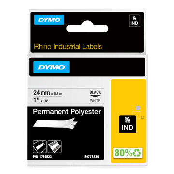 Dymo 1734523 RHINO trajni poliester D1 XXL crno na bijelo 24mm x 5,5m, etiketa