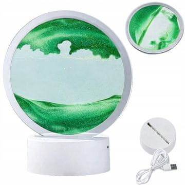 Verkgroup USB LED RGB 3D stolna staklena slika od pijeska 19 cm zelena